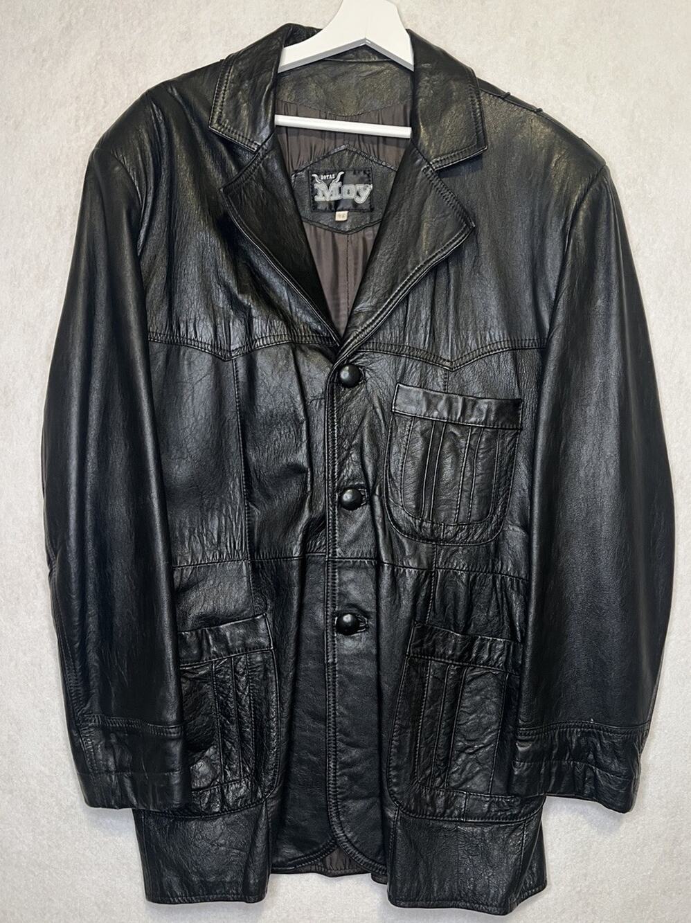 Vintage Men’s Mexican Soft Leather Jacket By Botas Moy Sz 46 L XL Mid Length